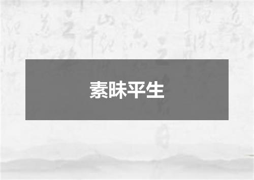 素昧平生