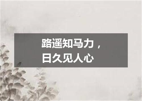 路遥知马力，日久见人心
