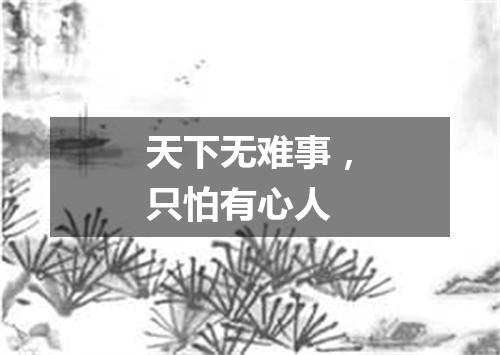 天下无难事，只怕有心人