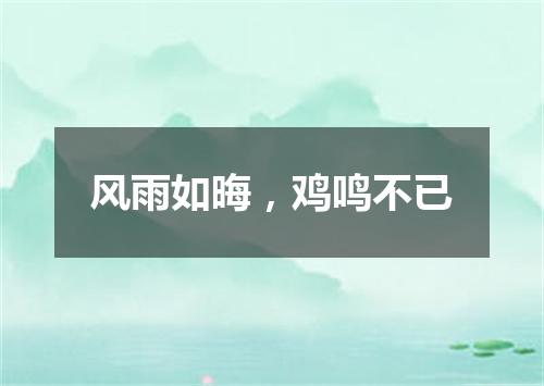 风雨如晦，鸡鸣不已