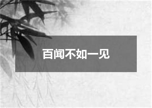 百闻不如一见
