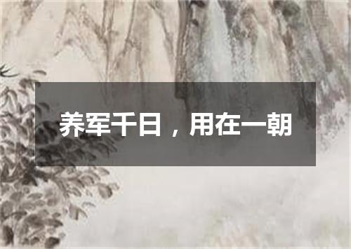 养军千日，用在一朝