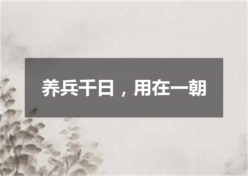 养兵千日，用在一朝