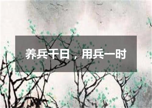 养兵千日，用兵一时