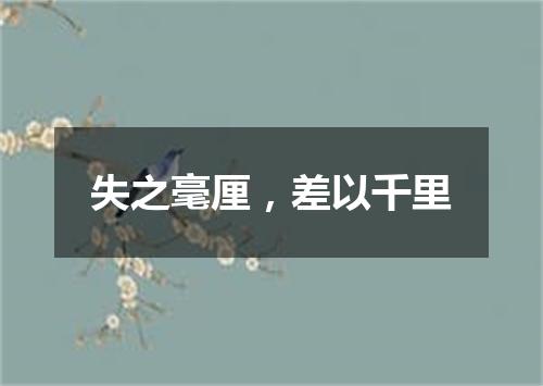 失之毫厘，差以千里