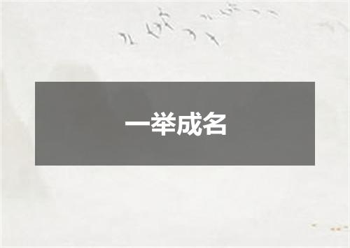 一举成名