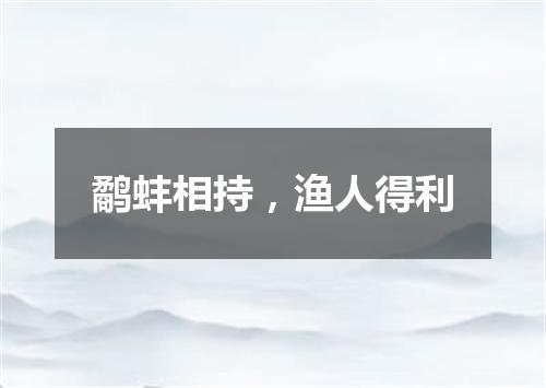 鹬蚌相持，渔人得利