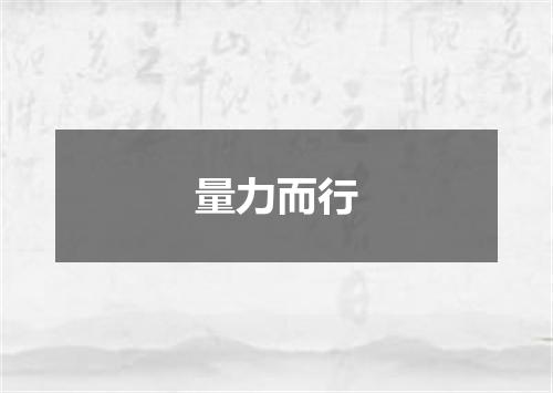 量力而行