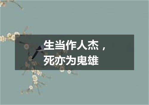 生当作人杰，死亦为鬼雄