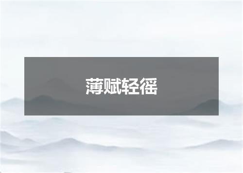 薄赋轻徭