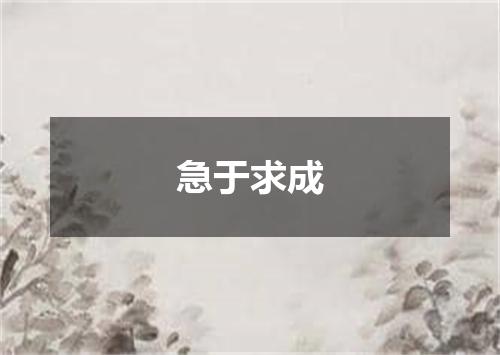 急于求成