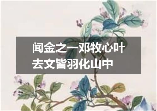 闻金之一邓牧心叶去文皆羽化山中