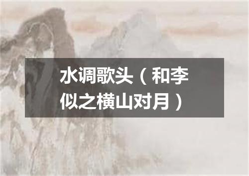 水调歌头（和李似之横山对月）