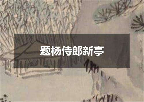 题杨侍郎新亭