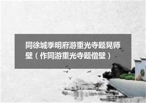 同徐城季明府游重光寺题晃师壁（作同游重光寺题僧壁）