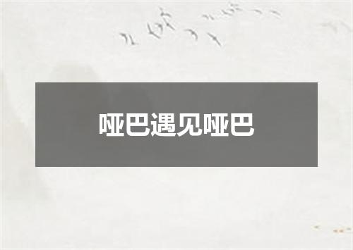 哑巴遇见哑巴