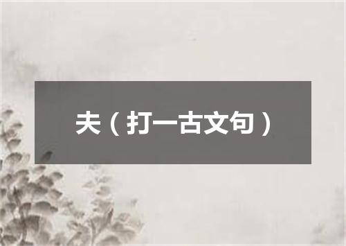 夫（打一古文句）