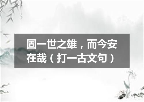 固一世之雄，而今安在哉（打一古文句）