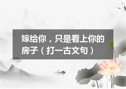 嫁给你，只是看上你的房子（打一古文句）