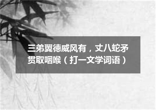 三弟翼德威风有，丈八蛇矛贯取咽喉（打一文学词语）