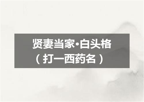 贤妻当家·白头格（打一西药名）