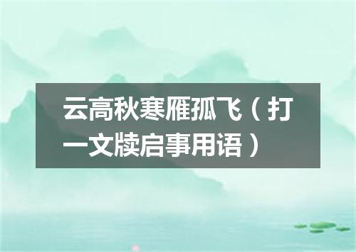 云高秋寒雁孤飞（打一文牍启事用语）