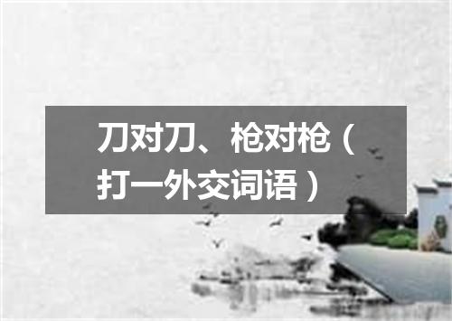 刀对刀、枪对枪（打一外交词语）