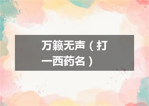 万籁无声（打一西药名）