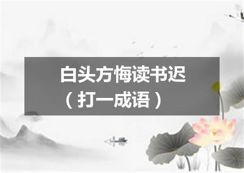 白头方悔读书迟（打一成语）