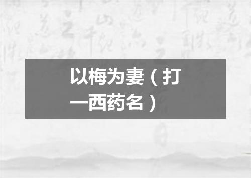 以梅为妻（打一西药名）