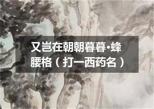 又岂在朝朝暮暮·蜂腰格（打一西药名）