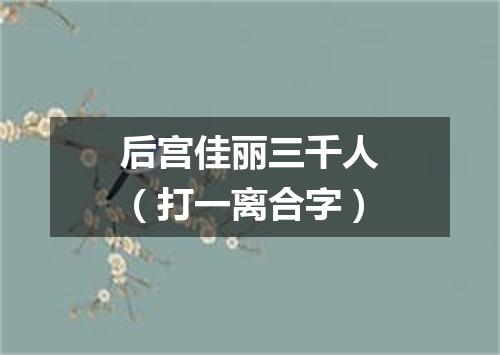后宫佳丽三千人（打一离合字）