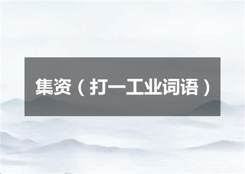 集资（打一工业词语）