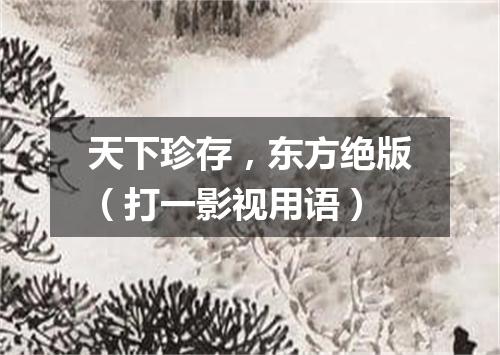 天下珍存，东方绝版（打一影视用语）
