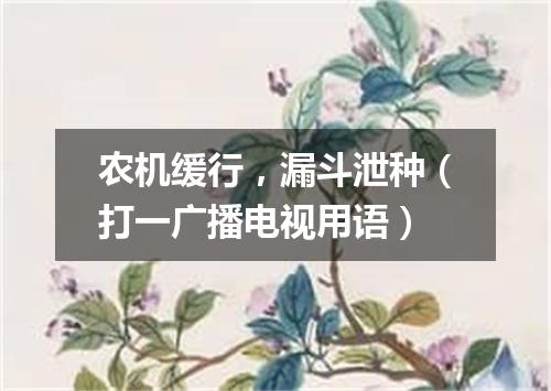 农机缓行，漏斗泄种（打一广播电视用语）
