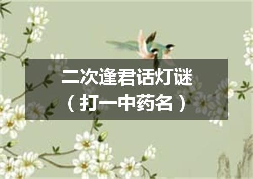 二次逢君话灯谜（打一中药名）