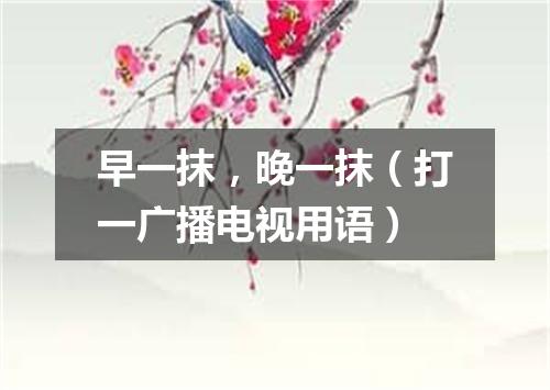 早一抹，晚一抹（打一广播电视用语）