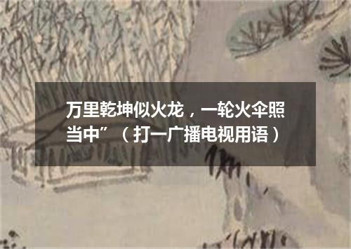 万里乾坤似火龙，一轮火伞照当中”（打一广播电视用语）