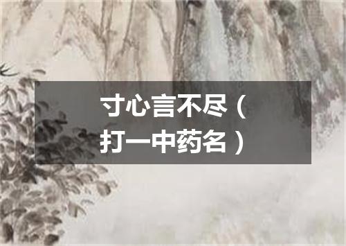 寸心言不尽（打一中药名）