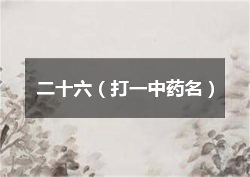 二十六（打一中药名）