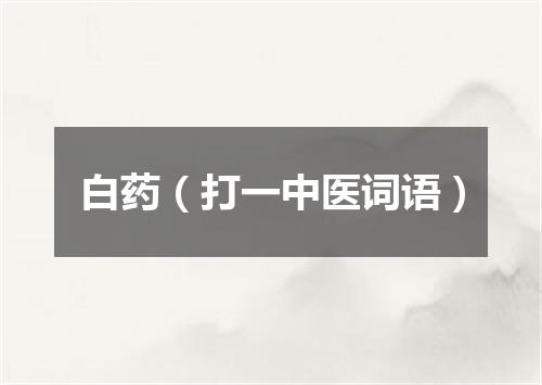 白药（打一中医词语）