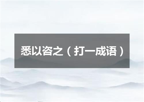 悉以咨之（打一成语）
