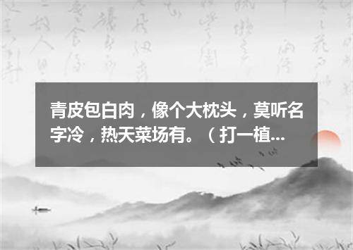 青皮包白肉，像个大枕头，莫听名字冷，热天菜场有。（打一植物）