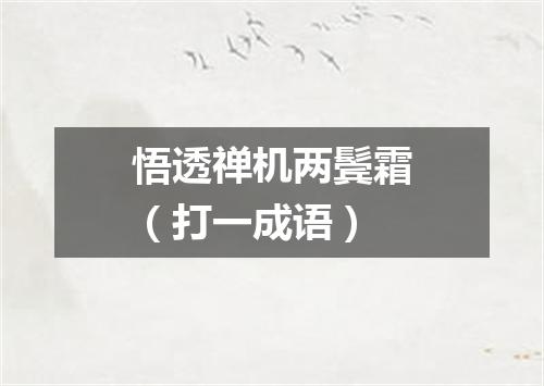 悟透禅机两鬓霜（打一成语）