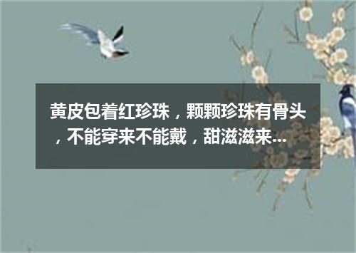 黄皮包着红珍珠，颗颗珍珠有骨头，不能穿来不能戴，甜滋滋来酸溜溜。（打一水果）