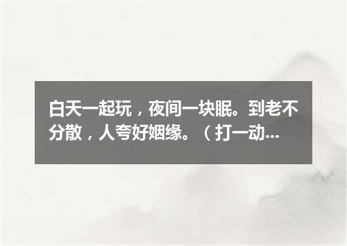 白天一起玩，夜间一块眠。到老不分散，人夸好姻缘。（打一动物）