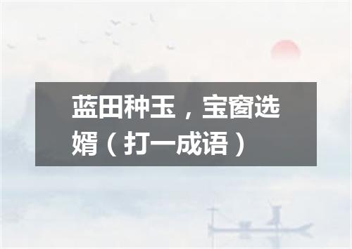 蓝田种玉，宝窗选婿（打一成语）