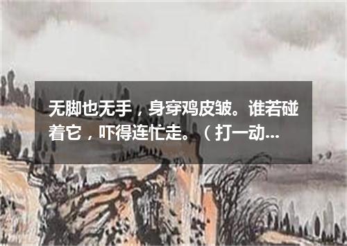 无脚也无手，身穿鸡皮皱。谁若碰着它，吓得连忙走。（打一动物）