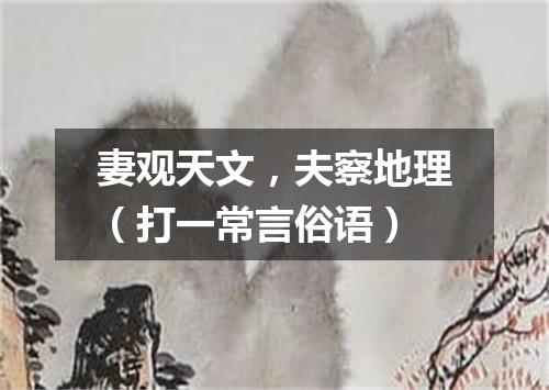 妻观天文，夫察地理（打一常言俗语）
