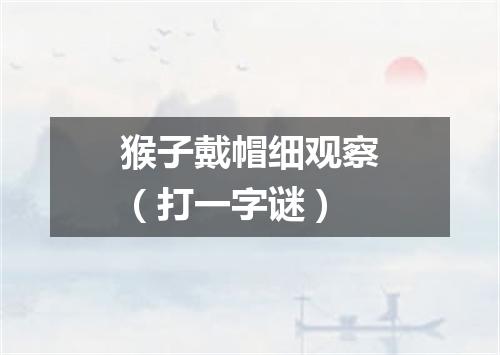 猴子戴帽细观察（打一字谜）